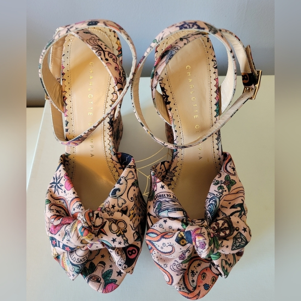 Charlotte Olympia Miranda Inked Wedges, VGUC, Size 5 - Picture 4 of 13